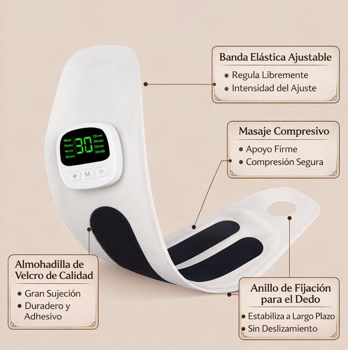Masajeador de manos portatil electrico con calor, diseño ergonomico con 8 modos y 30 niveles