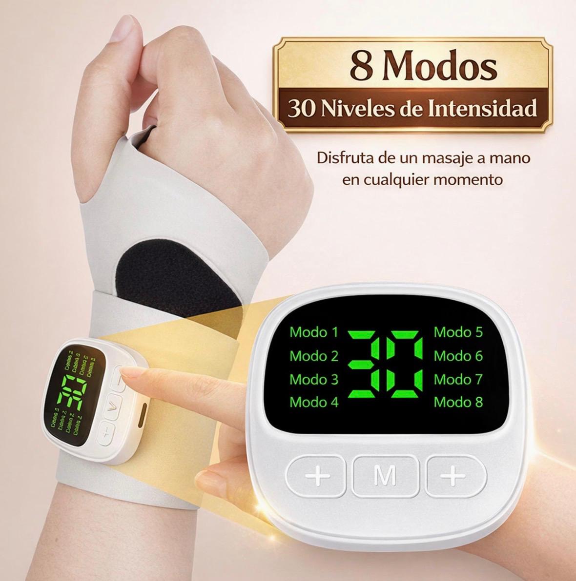 Masajeador de manos portatil electrico con calor, diseño ergonomico con 8 modos y 30 niveles